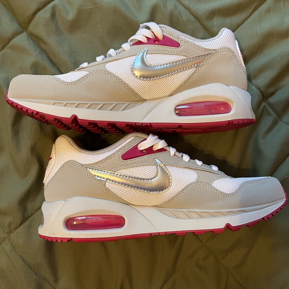 Nike Women's Silver and Pink Air Max Sneakers
